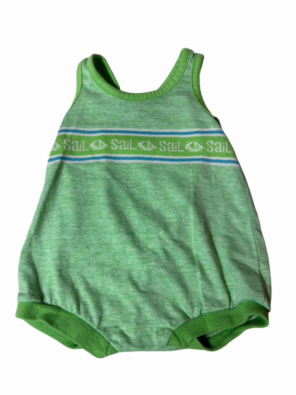 Vintage Health-tex Sail Romper 12 Months Green Nautical Tank One Piece USA